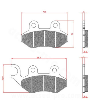 PLAQUETTE DE FREIN MAXISCOOTER BRENTA ADAPT SYM FIDDLE JET 4 ORBIT PGO PEUGEOT TWEET 50 125cc (HOMOLOGUEE ECE R90) BR3099