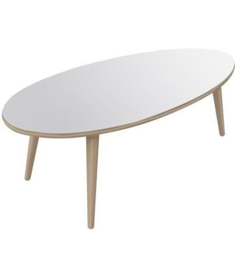 Occasion -NARVIK Table basse ovale style scandinave blanc brillant