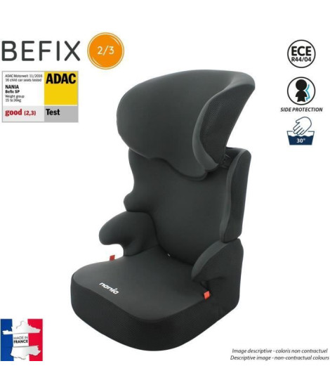 Occasion -Rehausseur enfant - NANIA - BEFIX - Groupe 2/3 (15 - 36 kg) - 4 étoiles ADAC - Fabrication française - Noir