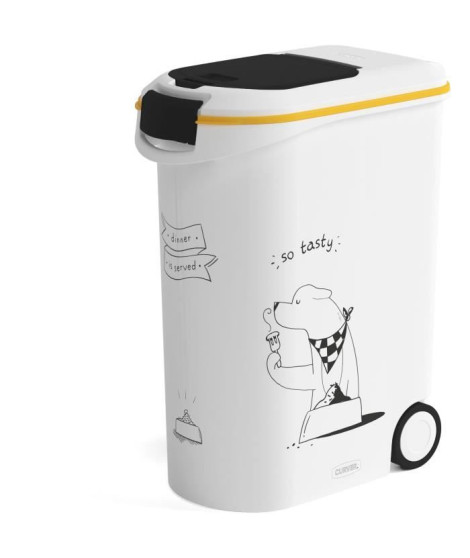 Occasion -CURVER Conteneur a croquettes 54 L / 20 kg - Dinner pets - Blanc - 49,3 x 27,8 x 60,5 cm - Pour chien