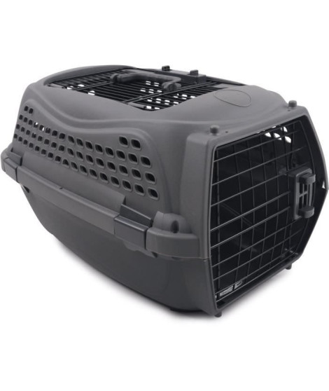 Occasion -Caisse de transport pour chat M.PETS ECO GIRO - Cage en plastique - Taille S - Gris