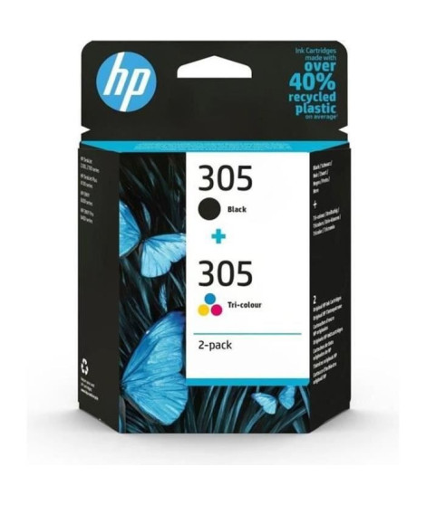 Occasion-HP 305 Pack de 2 Cartouches d'Encre Noire et Trois Couleurs Authentiques